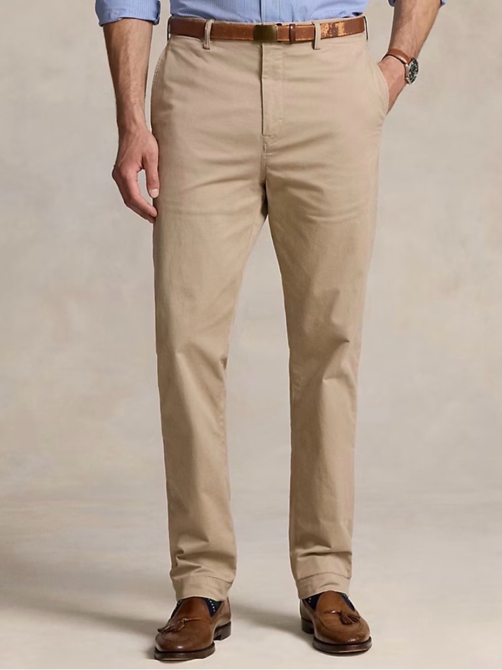 Ralph Lauren Men's Classic Straight-Fit Chino Pants in Khaki-35/32